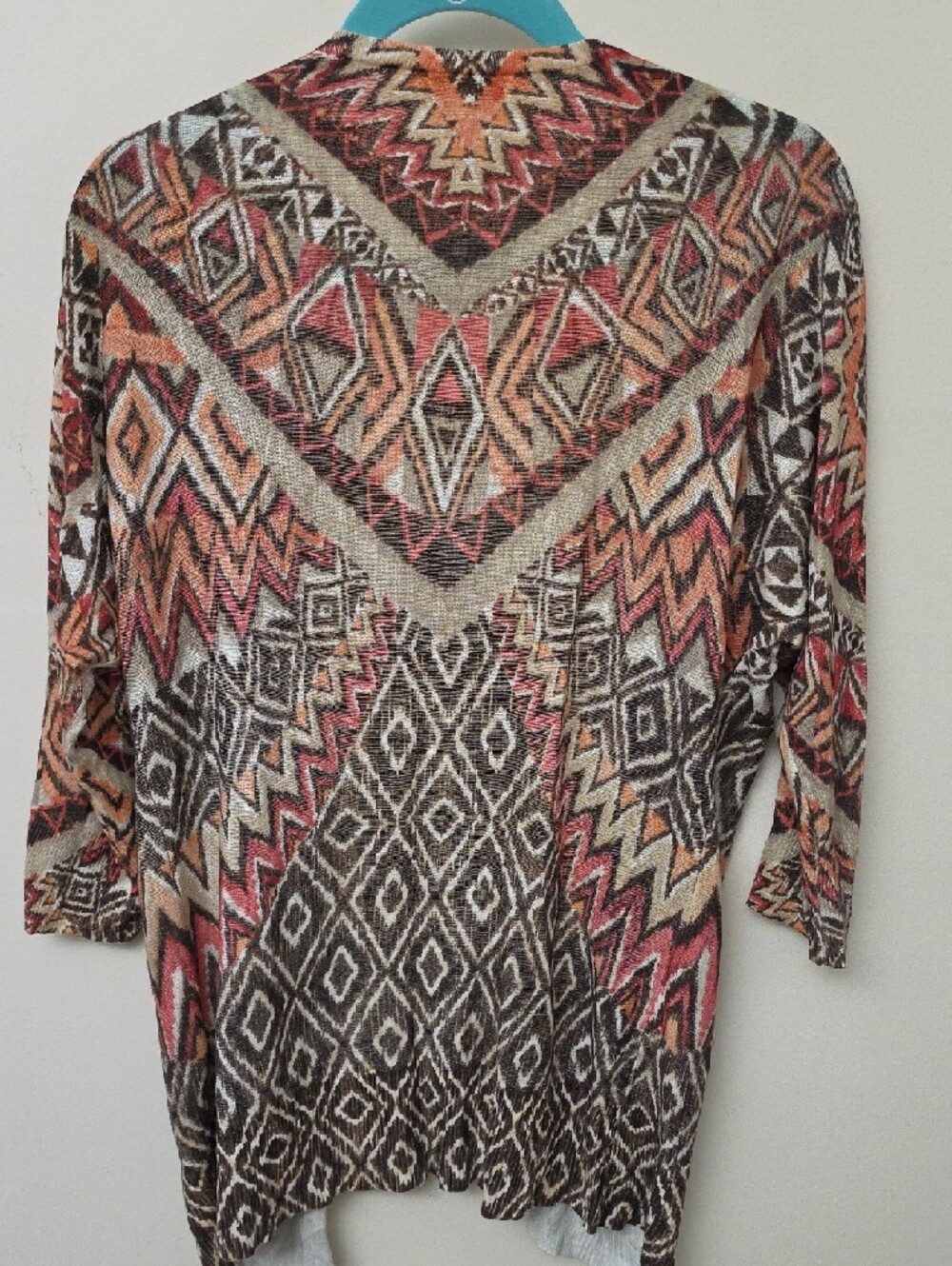 Chico's Open-Front Aztec Cardigan in Rust, Tan, Black & Cream SZ 1 ( MED) - Picture 4 of 4